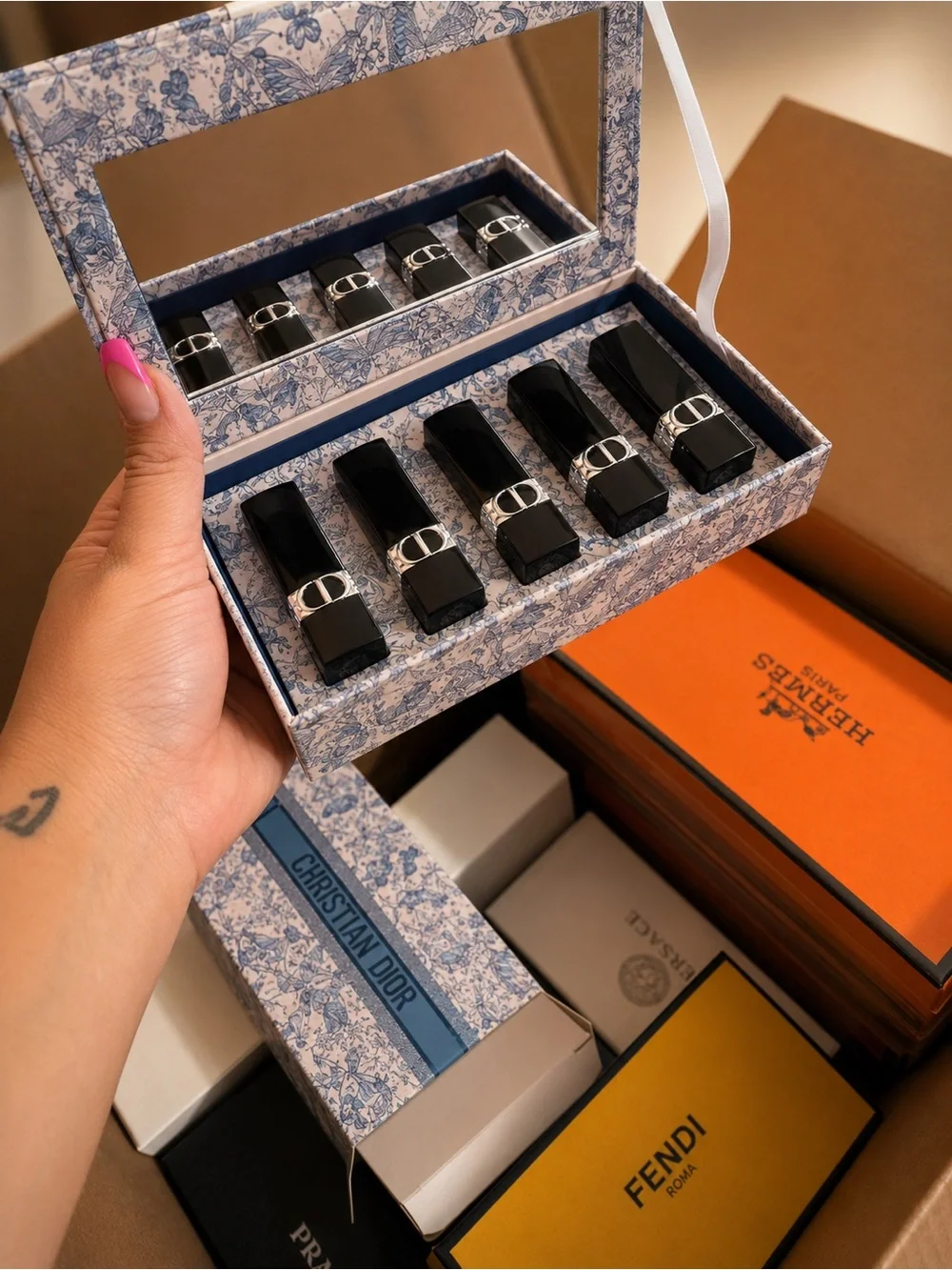 Dior Black Lipstick Gift Set with Silver Accents